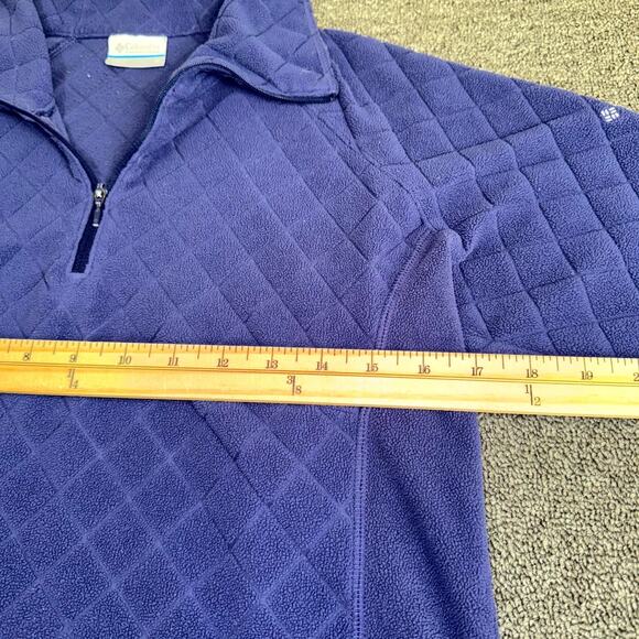 Columbia Quilted Fleece Top Women’s Medium Blue Long Sleeve Quarter Zip Pullover - Picture 7 of 8